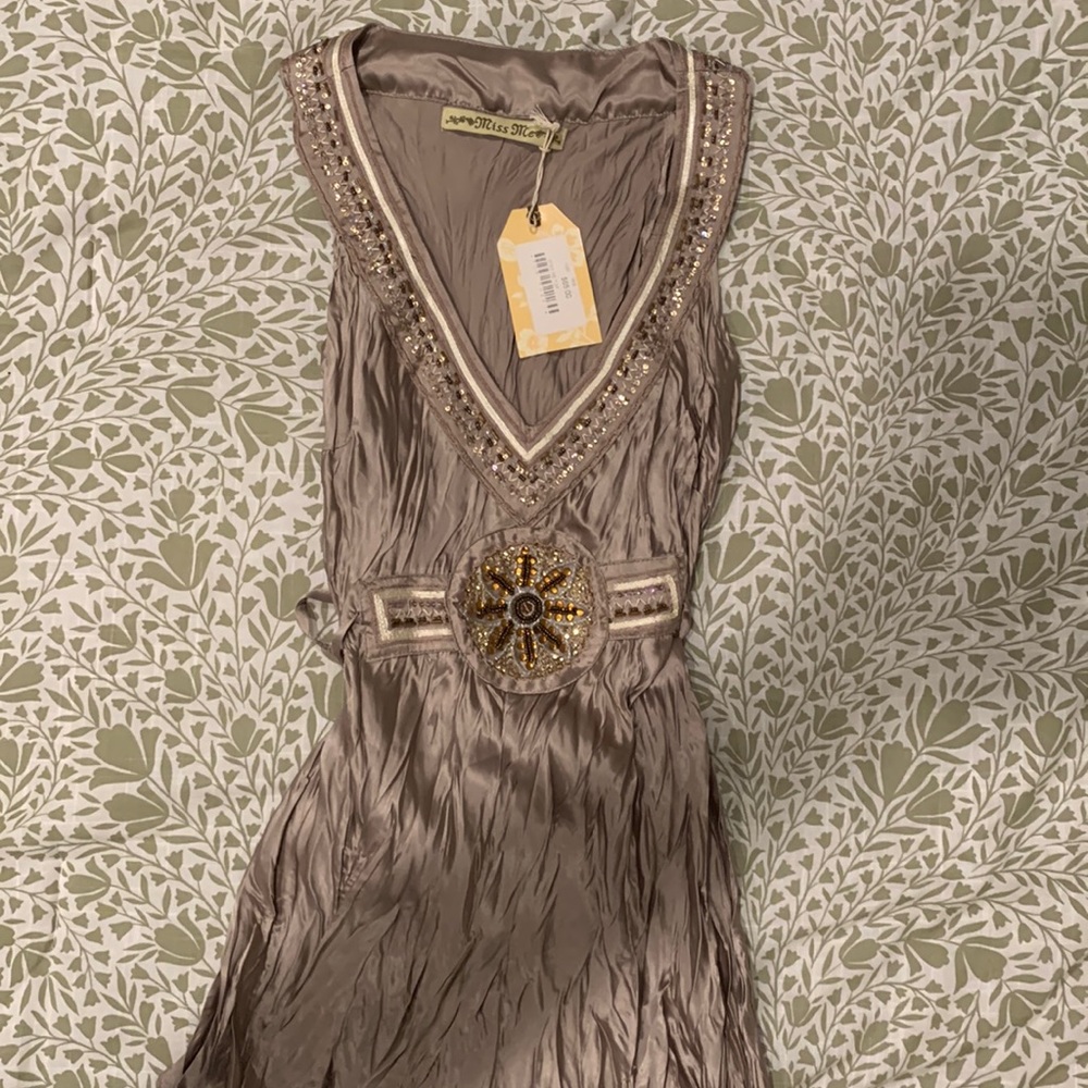 MissMe y2k top gorgeous tan with bead detail size S/M